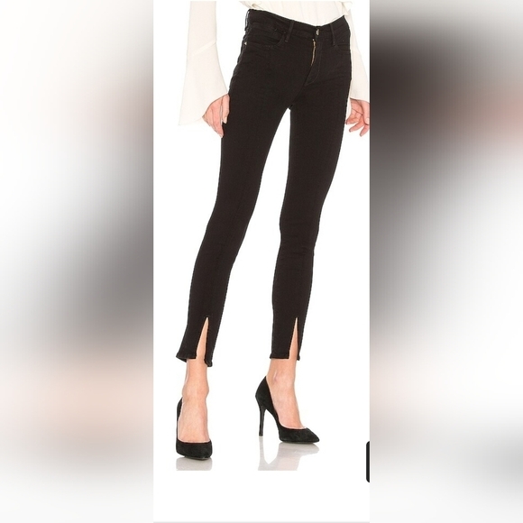 Frame Denim Denim - Frame Le High Skinny Front Split Black Jeans